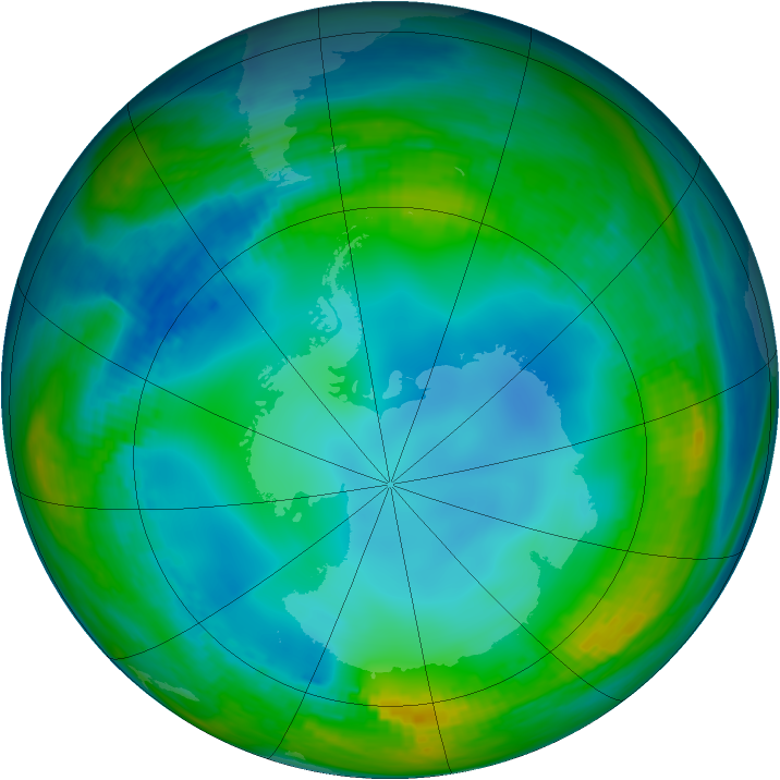 Antarctic ozone map for 14 July 1985